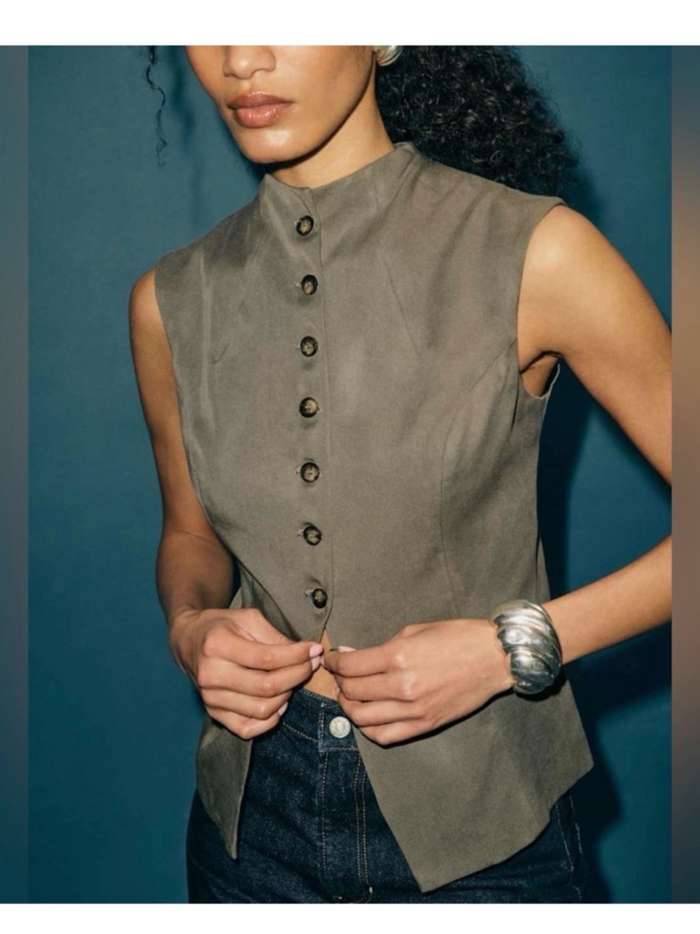 Reformation Lottie Vest Poppyseed